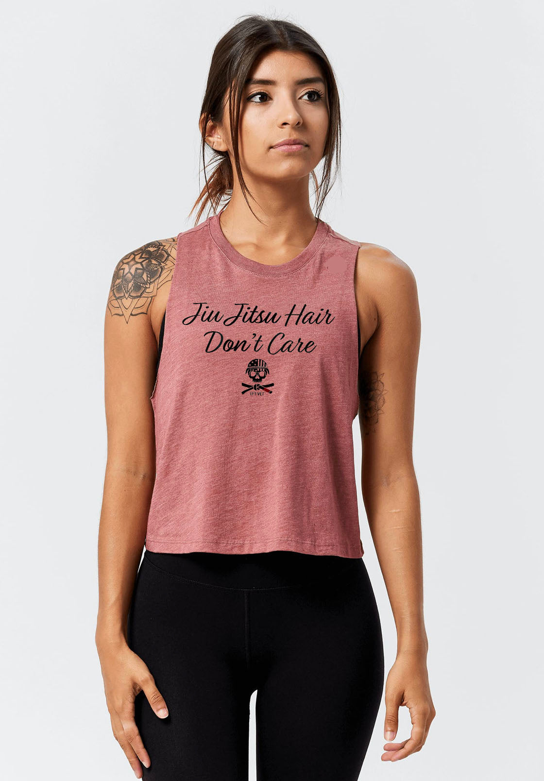 Jiu Jitsu Hair, Don’t Care Cropped Racerback Tank