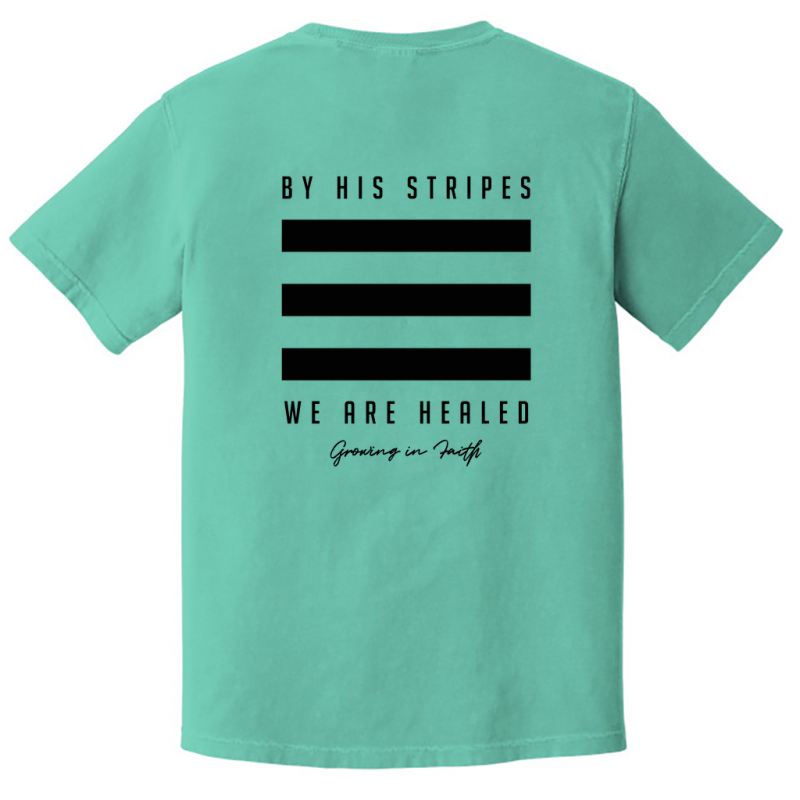 By His Stripes Tee - Comfort Colors