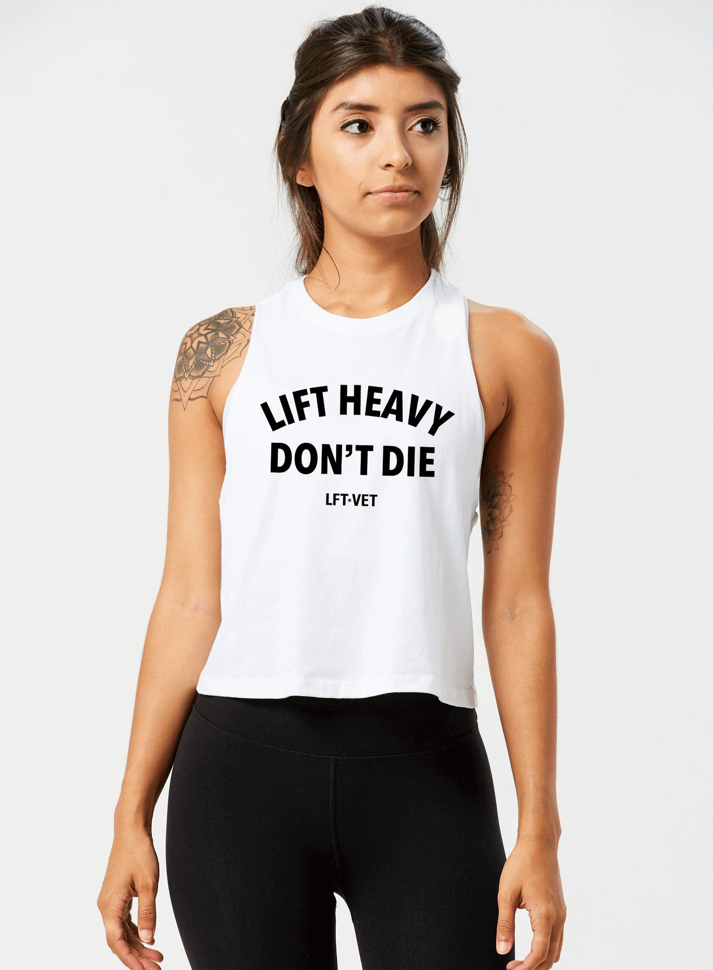 Lift Heavy Don’t Die Racerback Cropped Tank