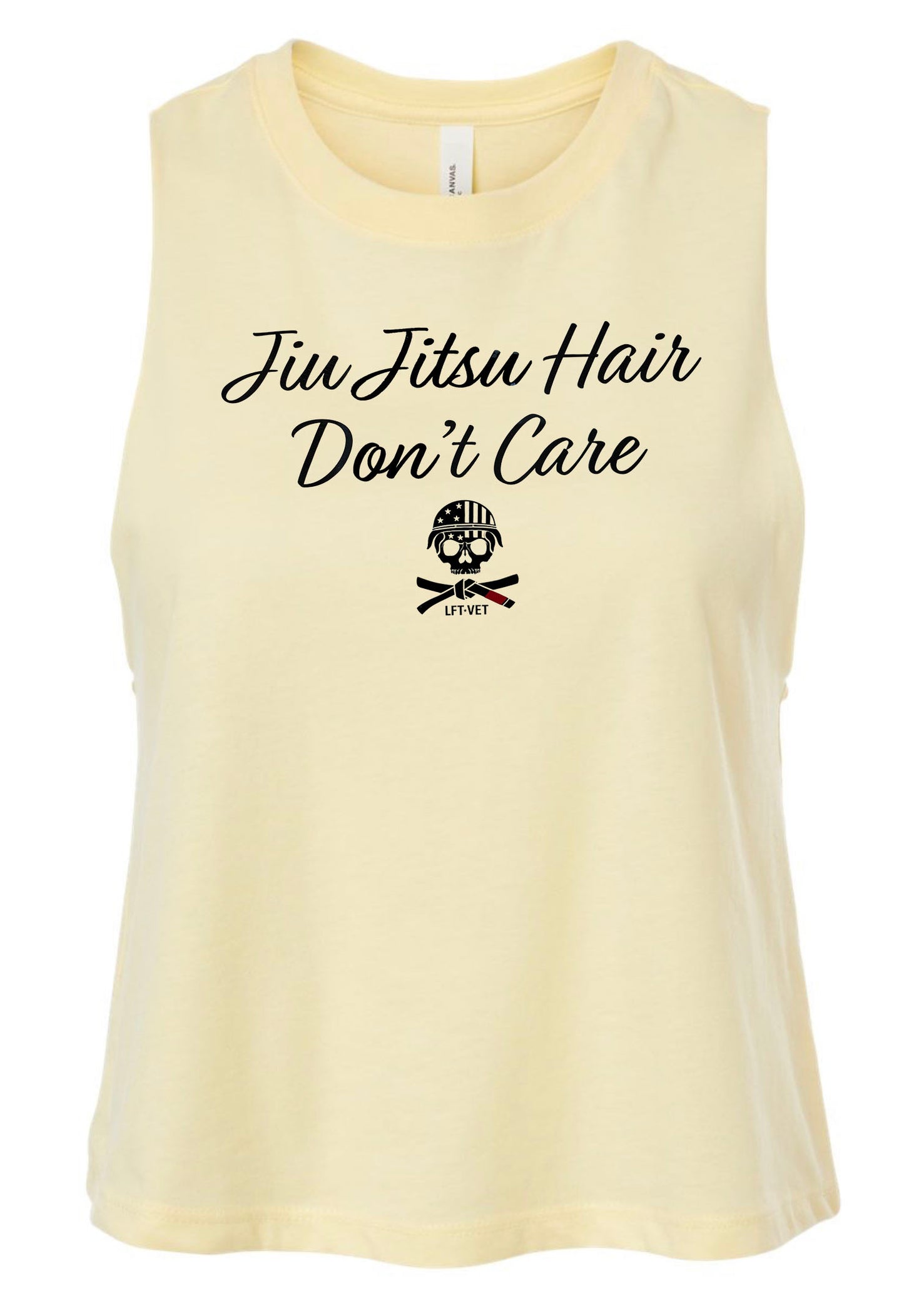Jiu Jitsu Hair, Don’t Care Cropped Racerback Tank