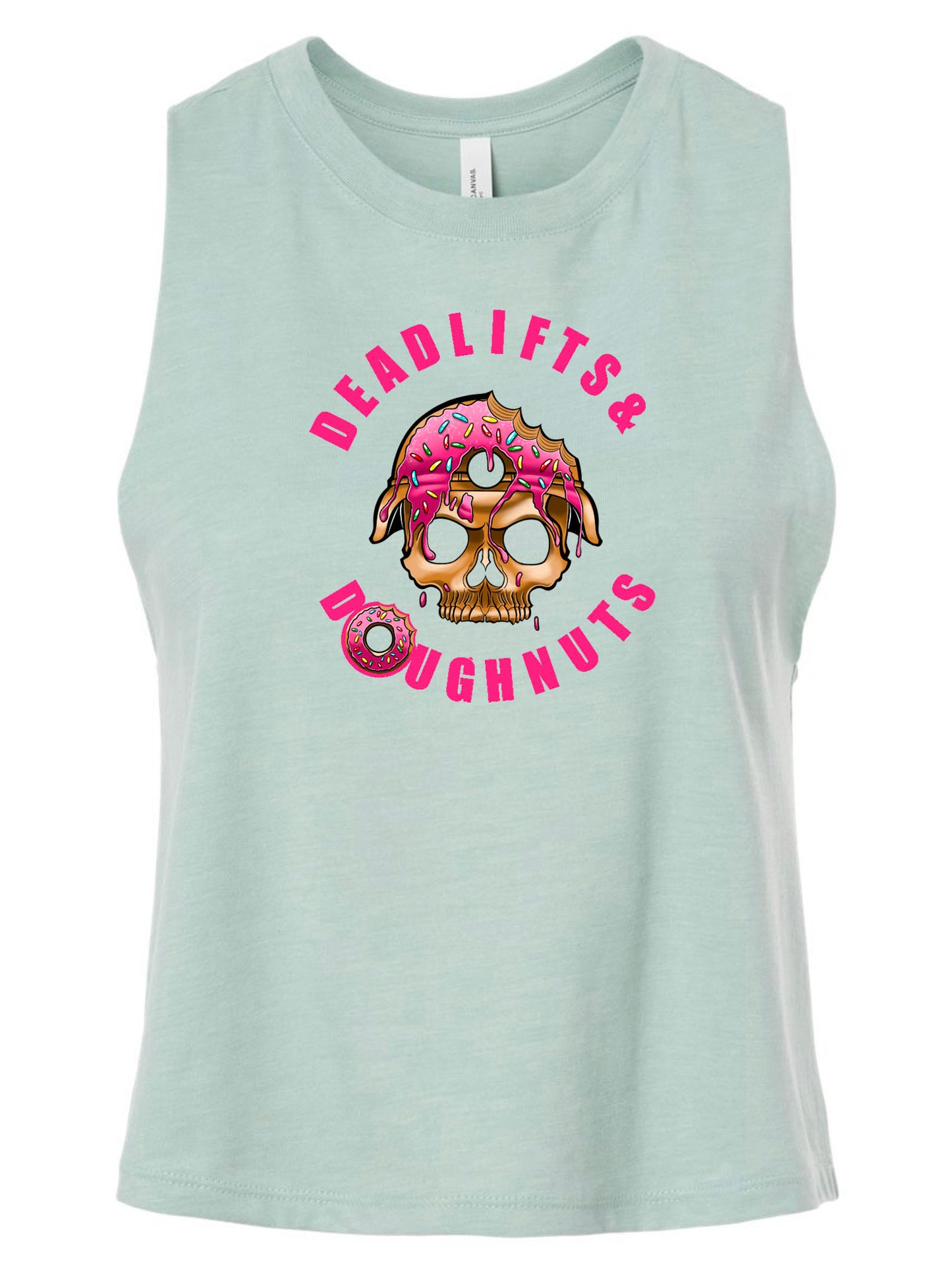 Deadlifts & Doughnuts Racerback Cropped Tank