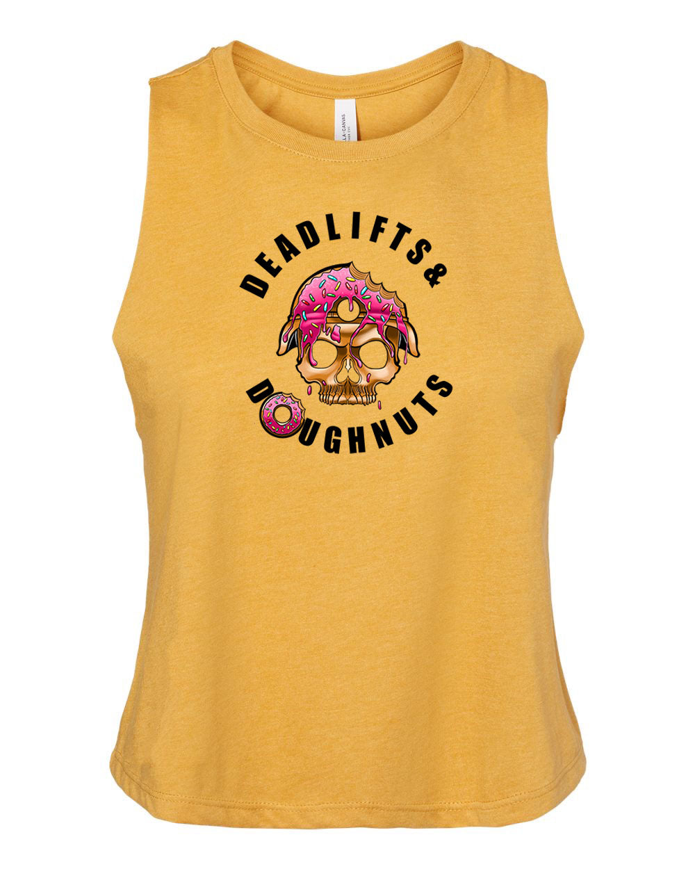 Deadlifts & Doughnuts Racerback Cropped Tank