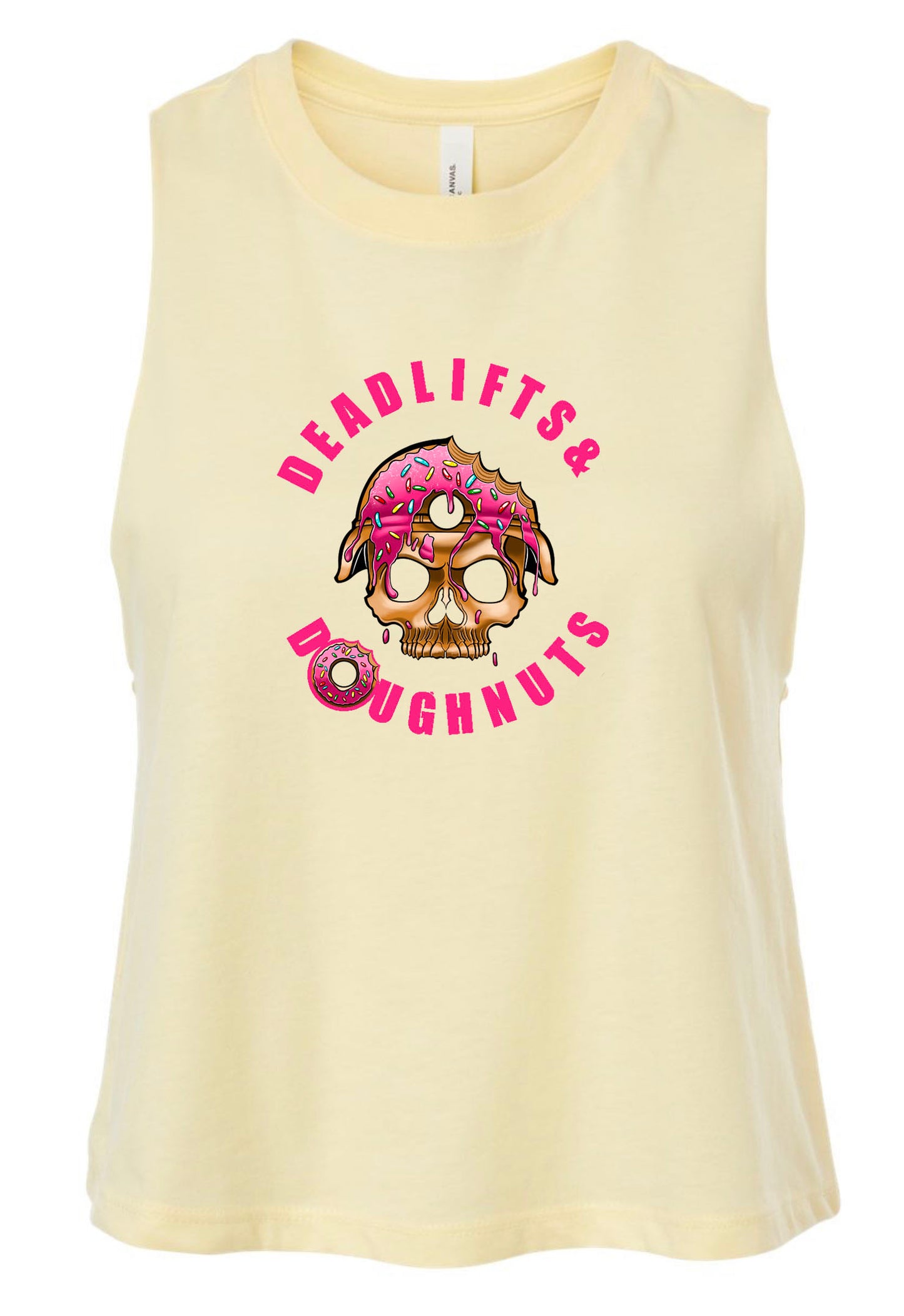 Deadlifts & Doughnuts Racerback Cropped Tank