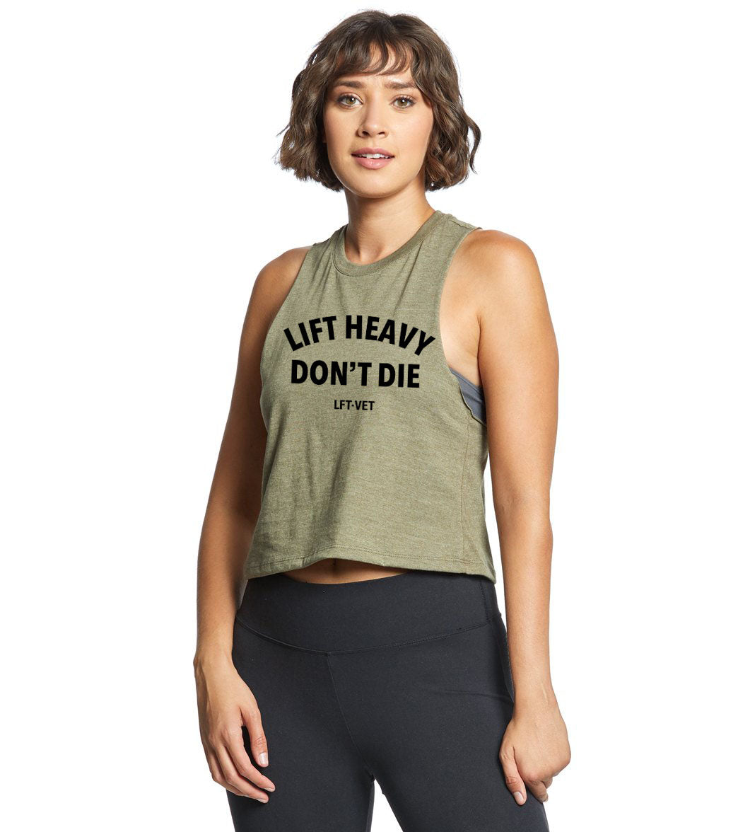 Lift Heavy Don’t Die Racerback Cropped Tank