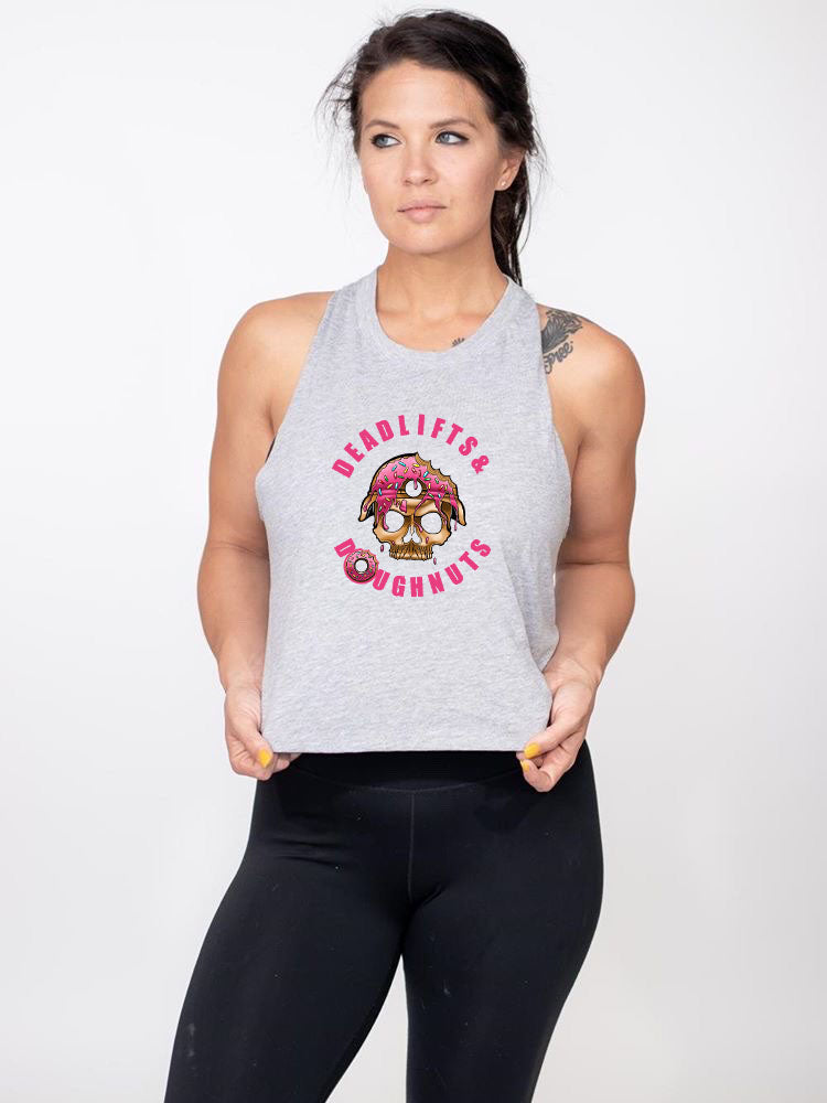 Deadlifts & Doughnuts Racerback Cropped Tank