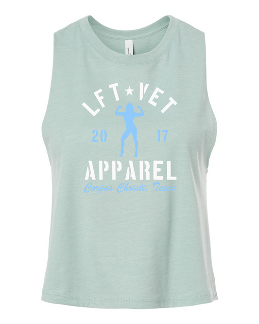 Rep Racerback Cropped Tank- Dusty Blue