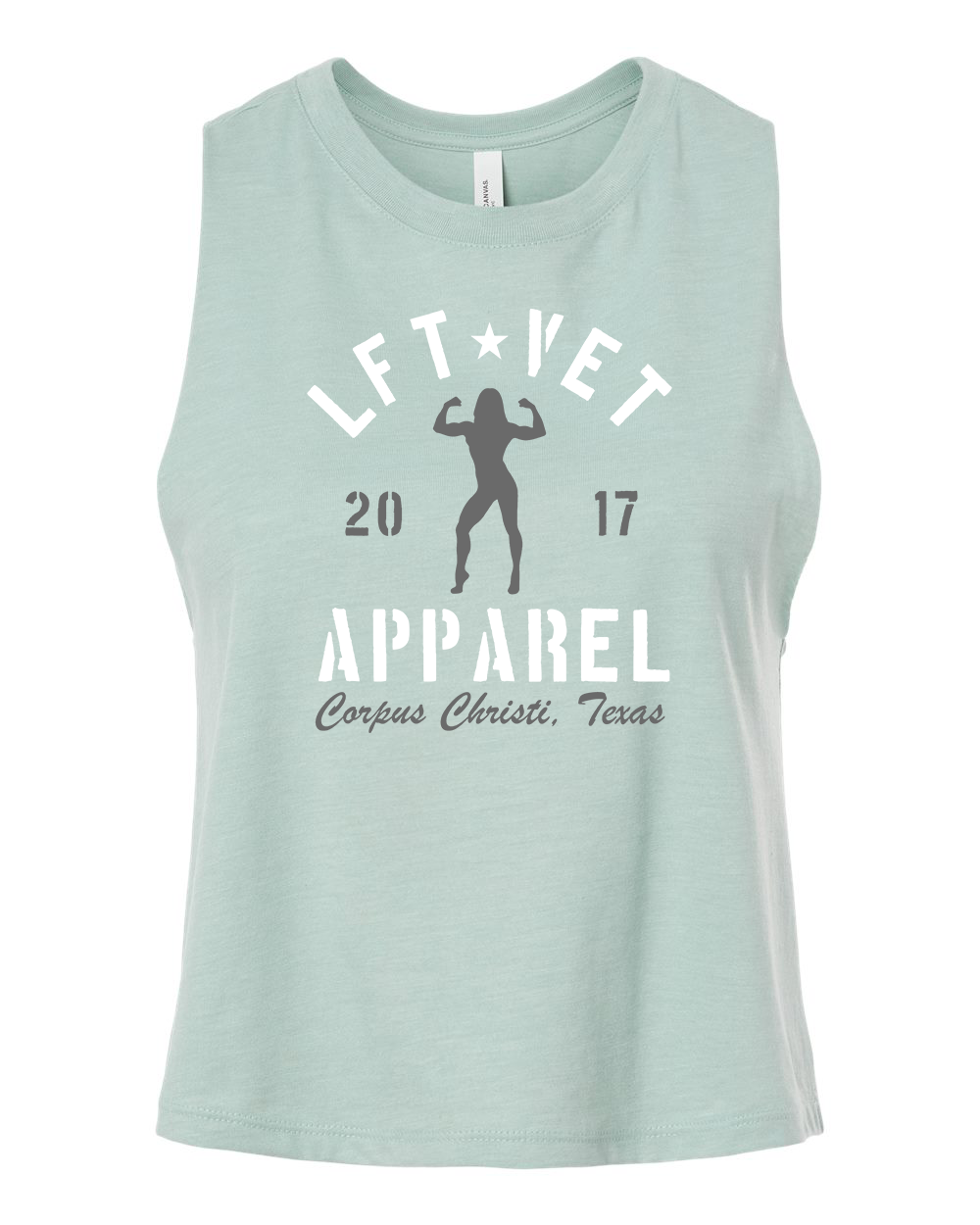 Rep Racerback Cropped Tank- Dusty Blue
