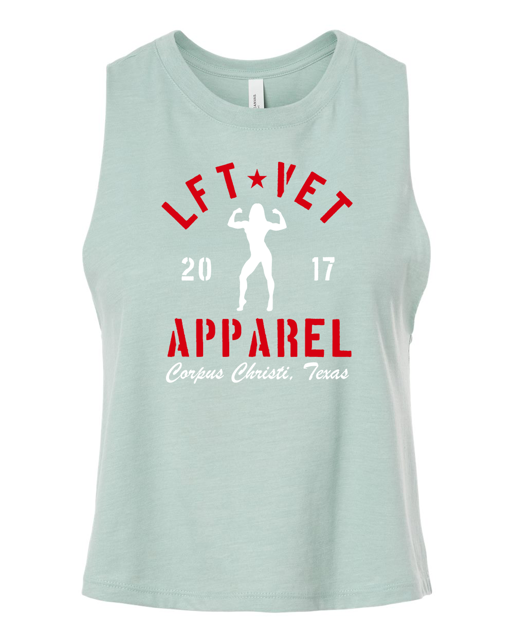 Rep Racerback Cropped Tank- Dusty Blue