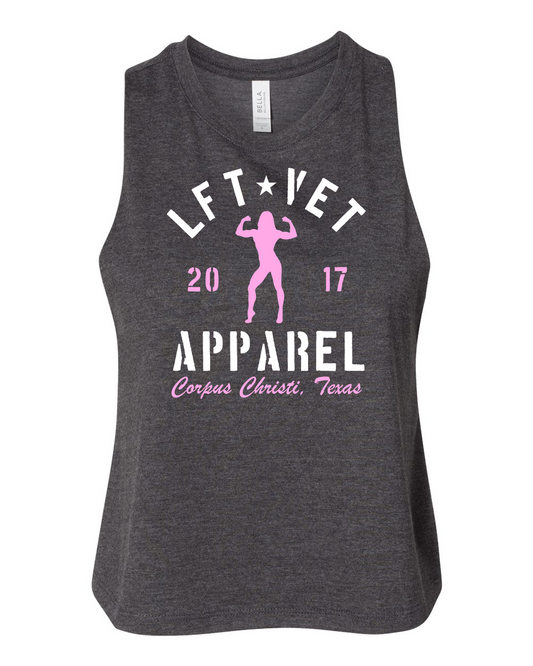 Rep Racerback Cropped Tank- Charcoal