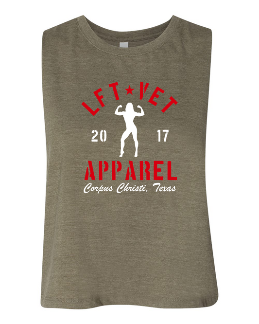 Rep Racerback Cropped Tank- Olive