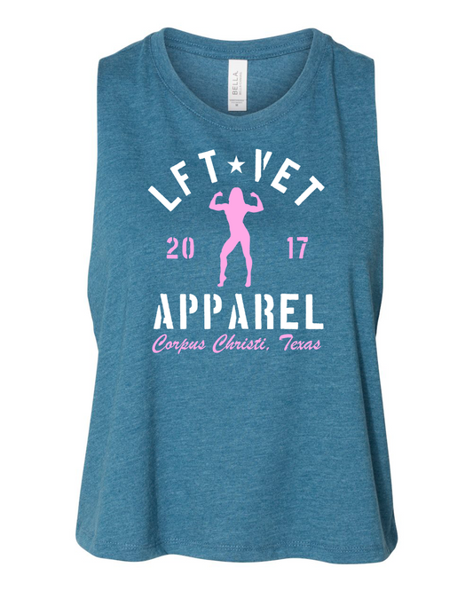 Rep Racerback Cropped Tank- Teal