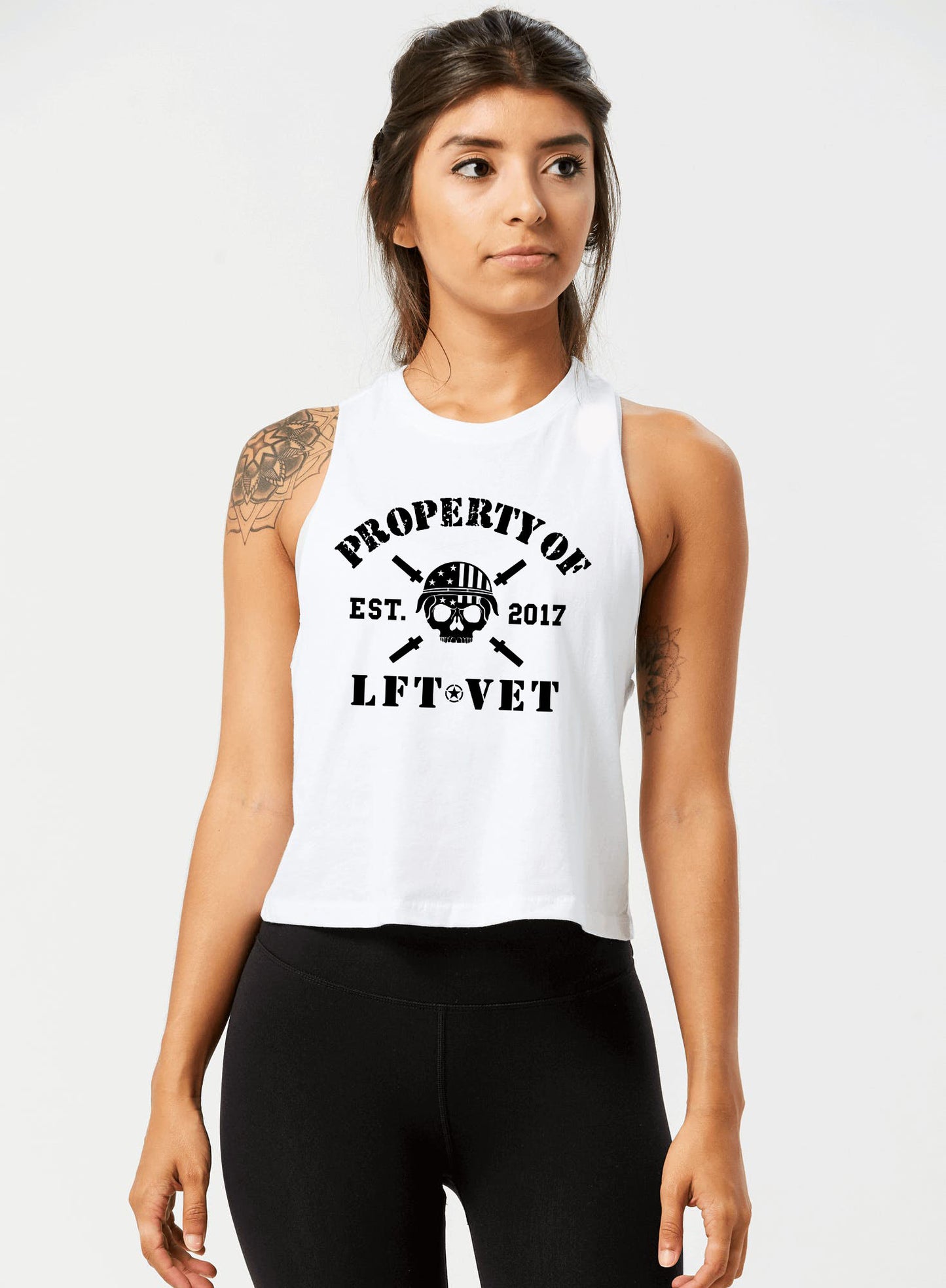 Property of LFTVET Racerback Cropped Tank