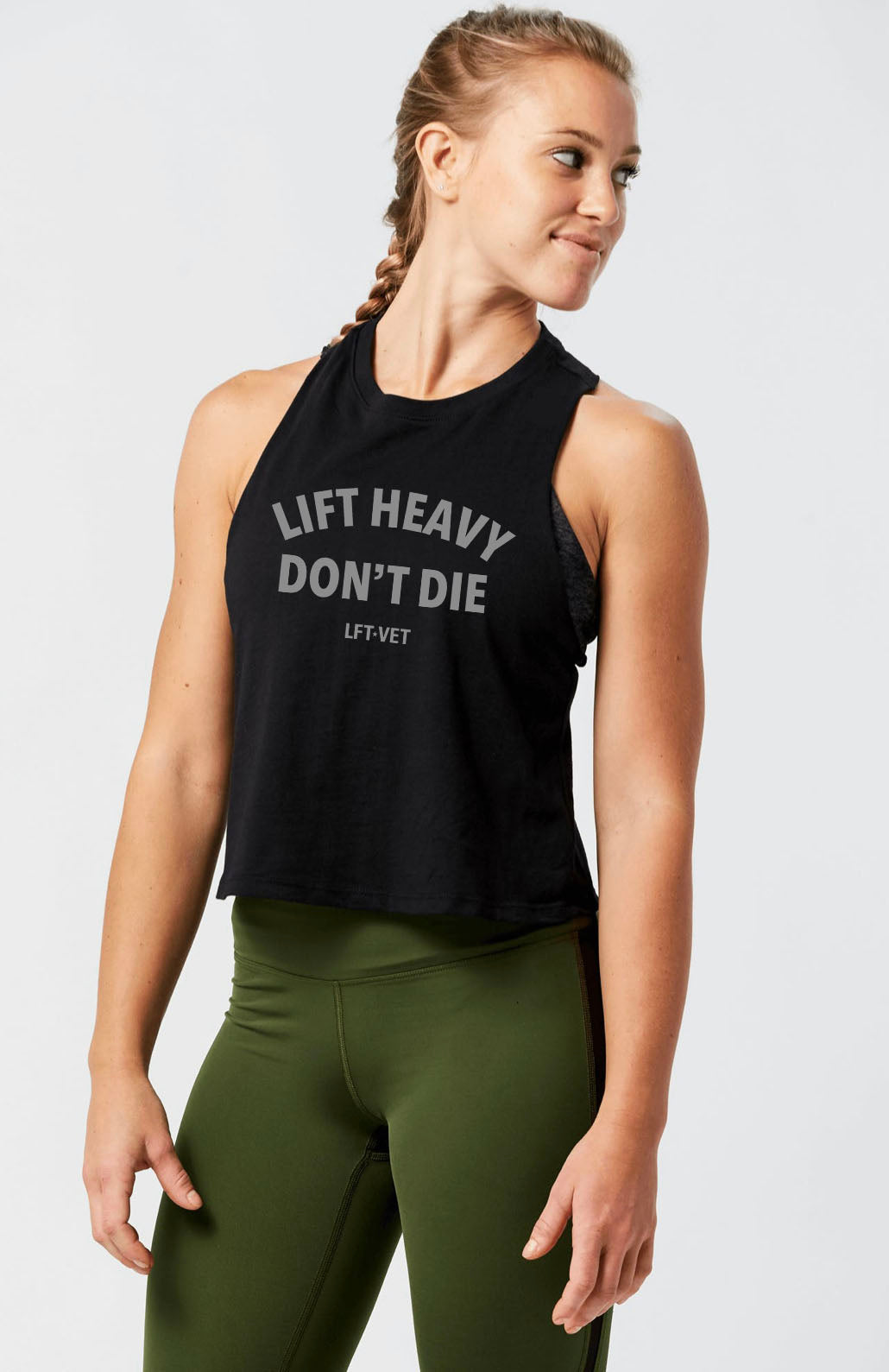 Lift Heavy Don’t Die Racerback Cropped Tank