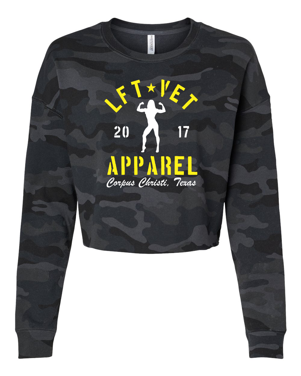 Women's Rep Cropped Crew Pullover-Yellow/White Print