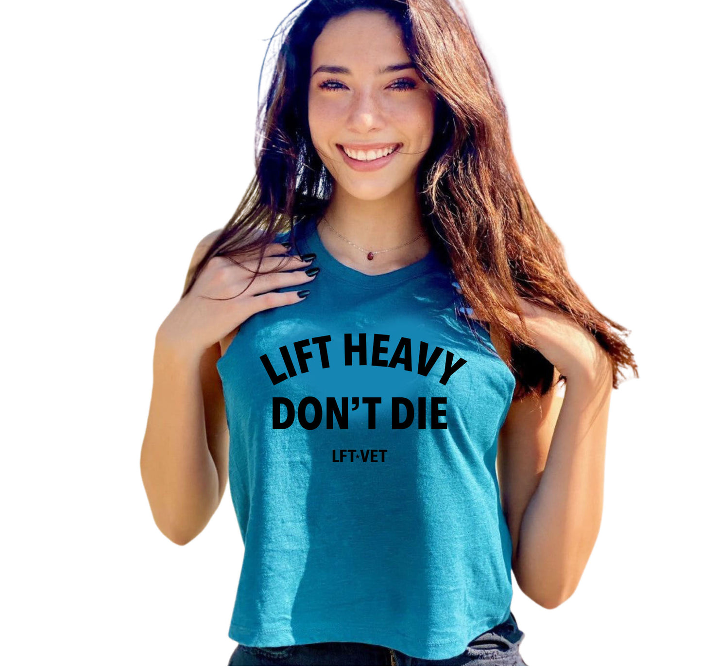 Lift Heavy Don’t Die Racerback Cropped Tank