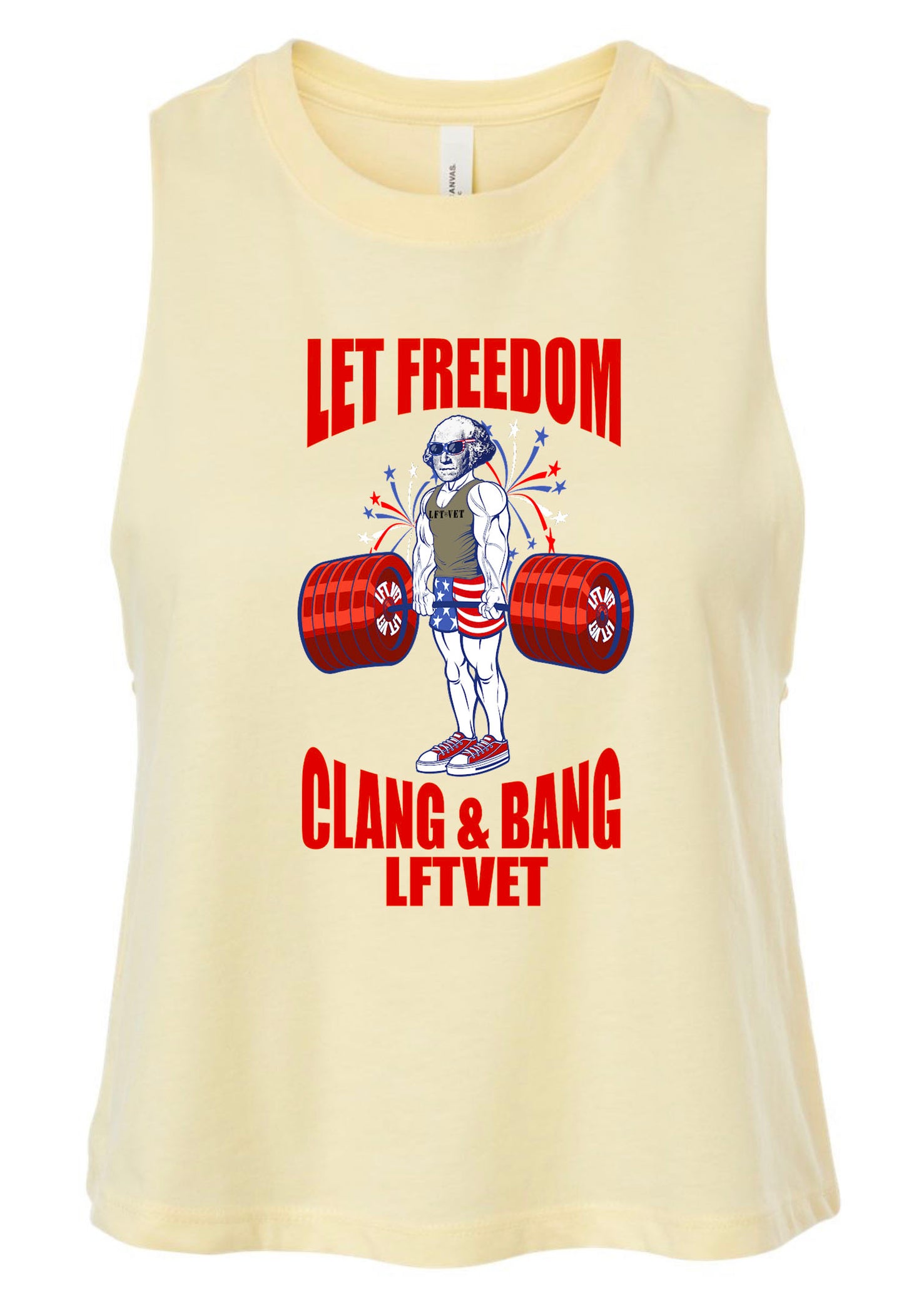 Let Freedom Clang and Bang Racerback Cropped Tank