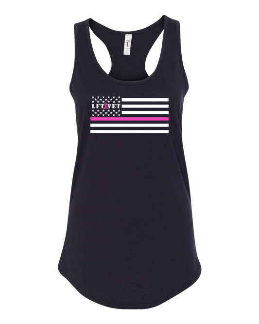 Pink Line Flag Ideal Racerback- Black