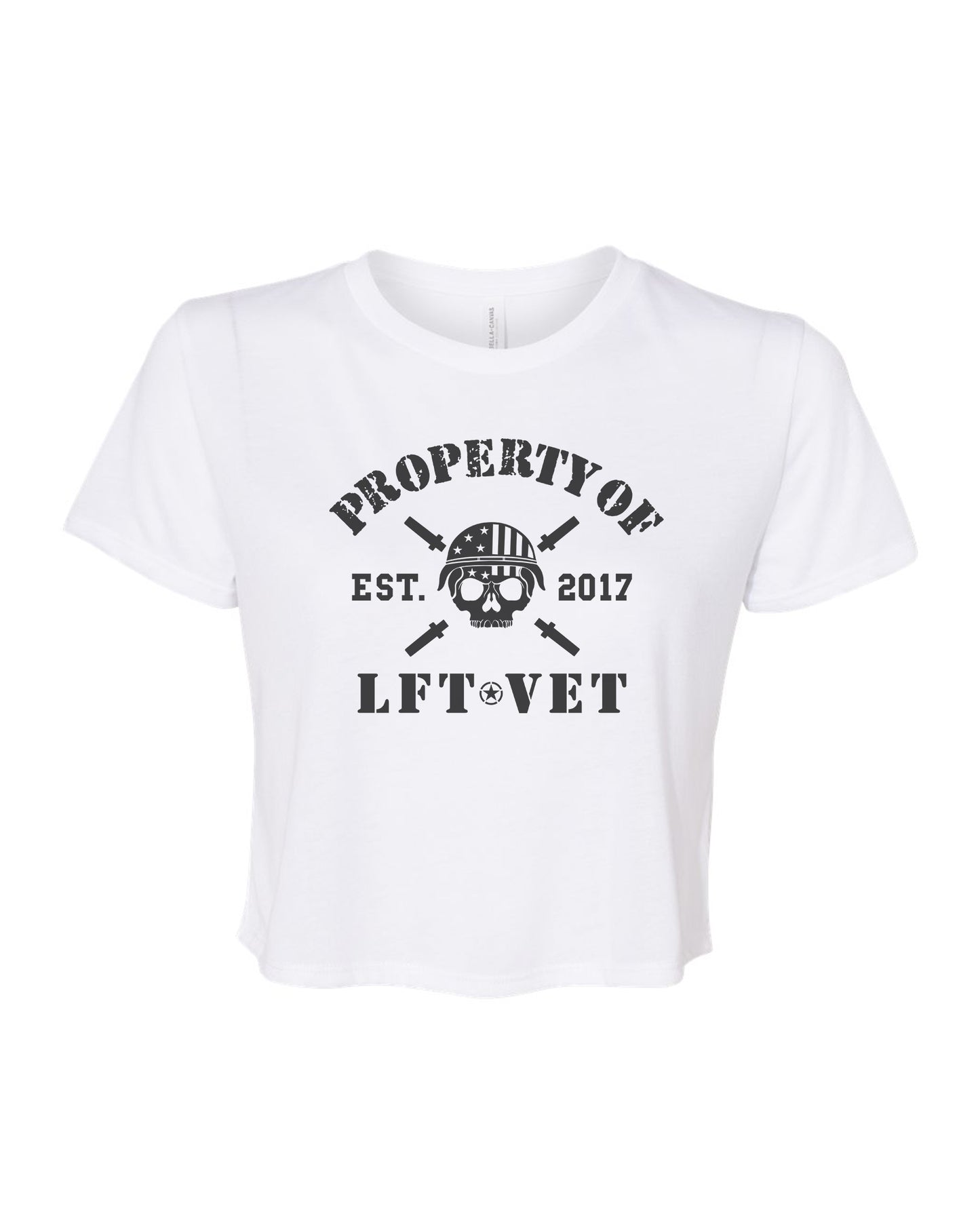 Property of LFT VET Flowy Crop Tee - White