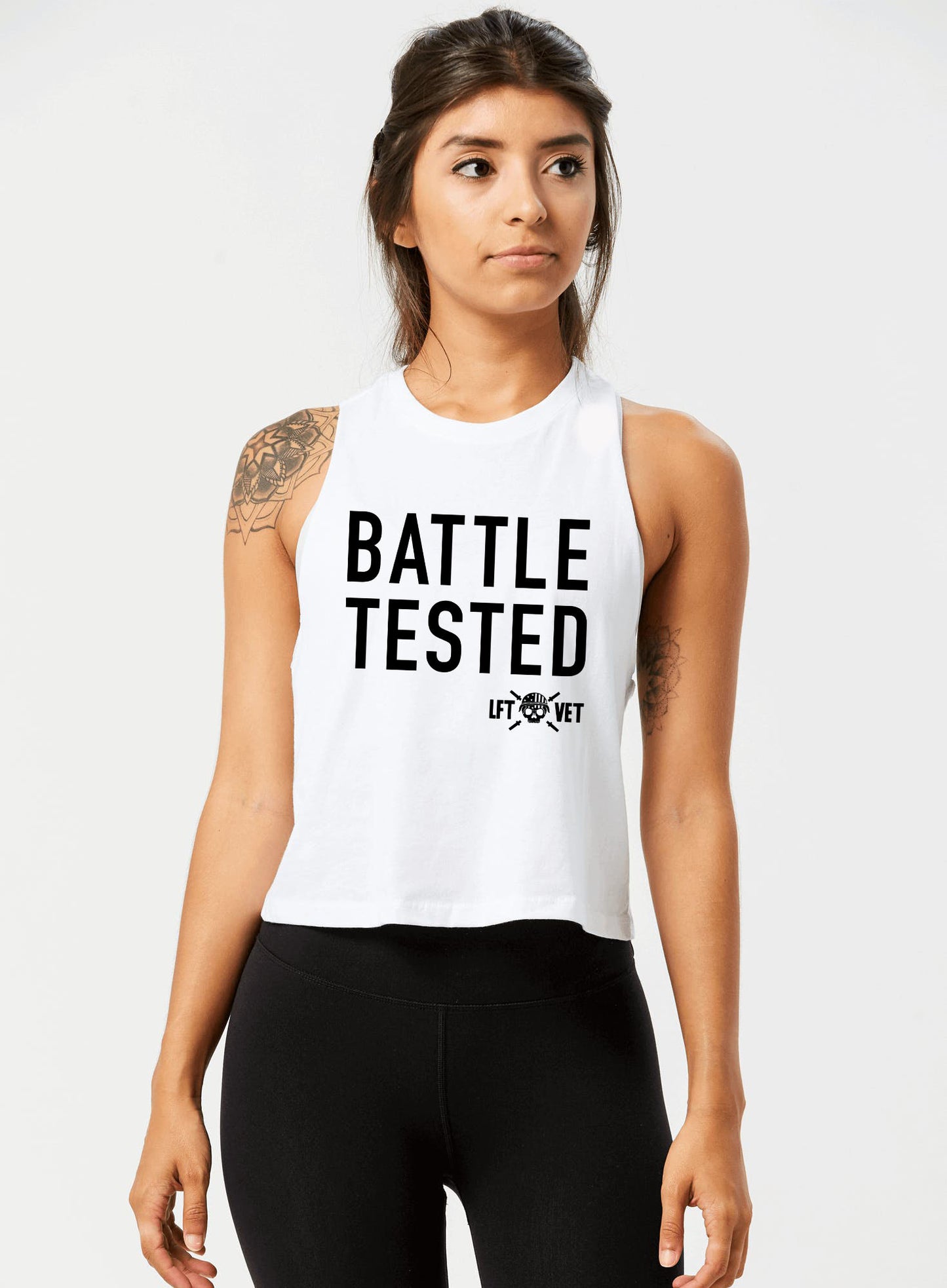 Battle Tested Cropped Racerback Tank