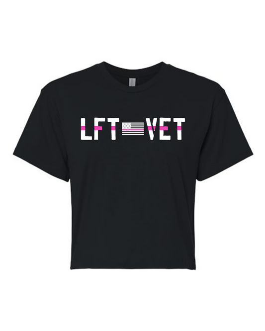 LFTVET Pink Line Crop Tee- Black